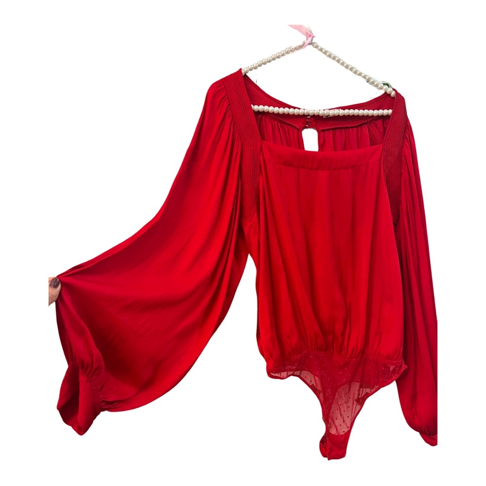 Another Round Free People Bodysuit in red size medium